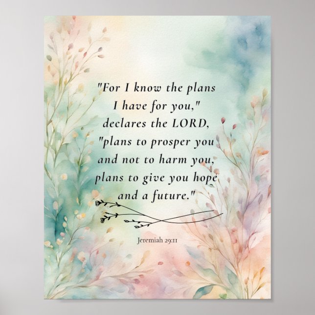 Póster Jeremiah 29:11 Biblia Verse Image (Frente)