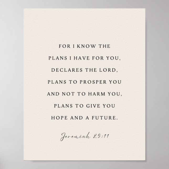Póster Jeremiah 29:11 For I know the plans (Frente)