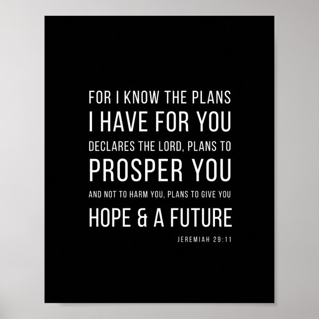Póster Jeremiah 29:11 For I know the plans (Frente)
