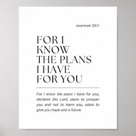 Póster Jeremiah 29:11 For I know the plans