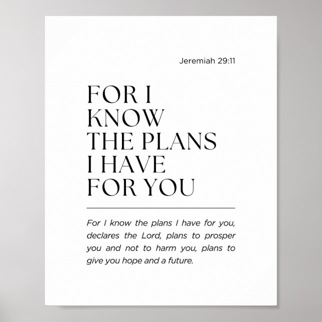 Póster Jeremiah 29:11 For I know the plans (Frente)