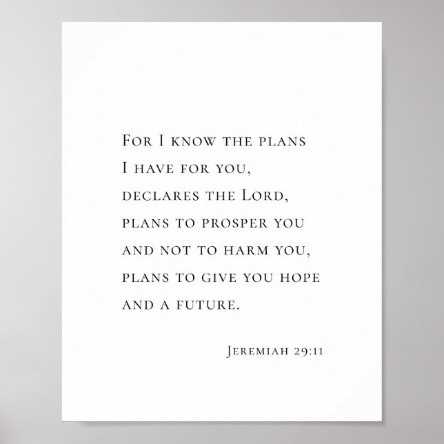Póster Jeremiah 29:11 For I know the plans (Frente)