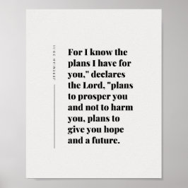 Póster Jeremiah 29:11 For I know the plans Poster
