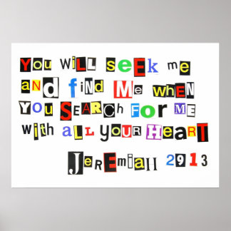 Póster Jeremiah 29:13 poster de Nota de Rescate