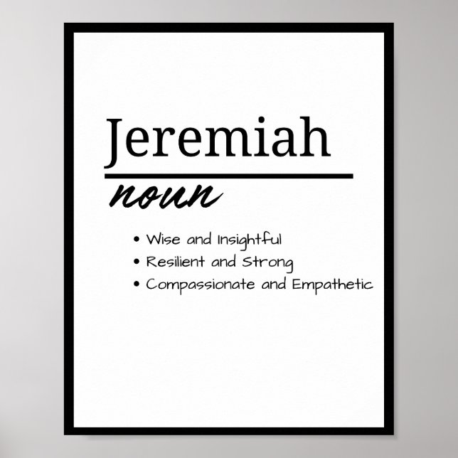 Póster Jeremiah, definición de nombre personalizado de ni (Frente)