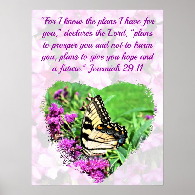 PÓSTER JEREMIAH FLORAL Y DE MARIPOSAS 29:11 VERSE (Frente)