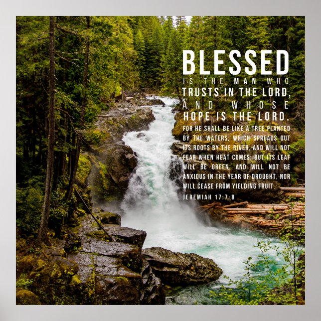 Póster Jeremías 17:7-8 Naturaleza de la Biblia Cristiana (Frente)