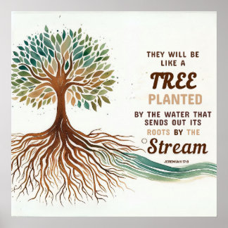 Póster Jeremías 17:8 poster cristiano