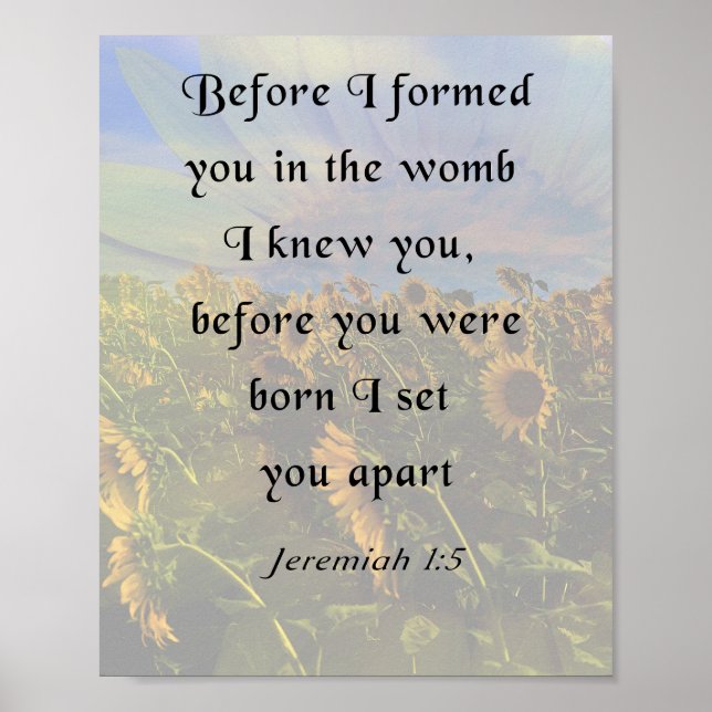 Póster Jeremías 1:5, Biblia Inspiradora Verse (Frente)