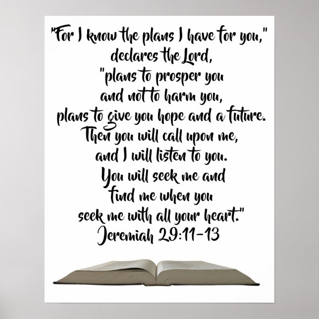 Póster Jeremías 29:11-13 Confía en la Biblia de Dios (Frente)