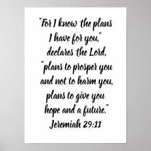 Póster Jeremías 29:11 Biblia Minimalista Verse