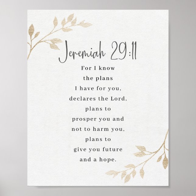 Póster Jeremías 29:11, Biblia Verse (Frente)