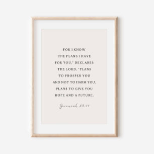 Póster Jeremías 29:11 Conozco los planes que tengo para t