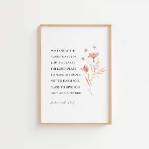 Póster Jeremías 29:11 Conozco los planes que tengo para t