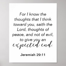 Póster Jeremías 29 Pensamientos de Paz Cita Cristiana