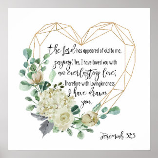 Póster Jeremías 31:3 Te he amado, amor eterno
