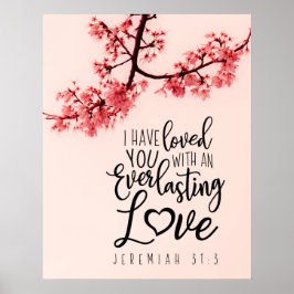 Póster Jeremías 31:3 Te He Querido Biblia Verse