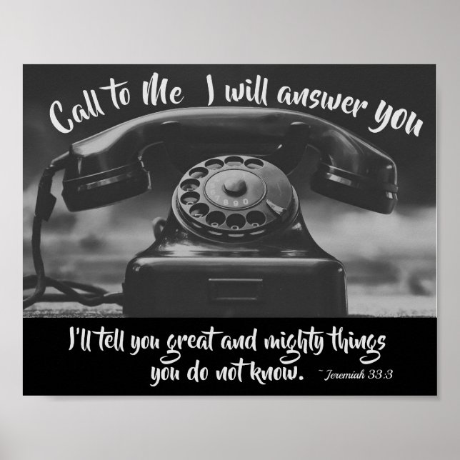 Póster Jeremías 33:3 Llámame te responderé, Biblia (Frente)