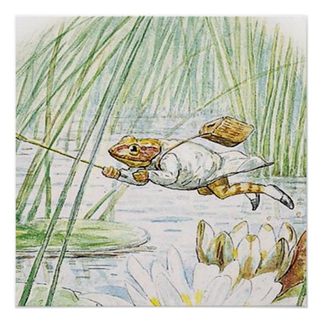 Póster Jeremy Fisher da un gran salto por Beatrix Potter (Anverso)
