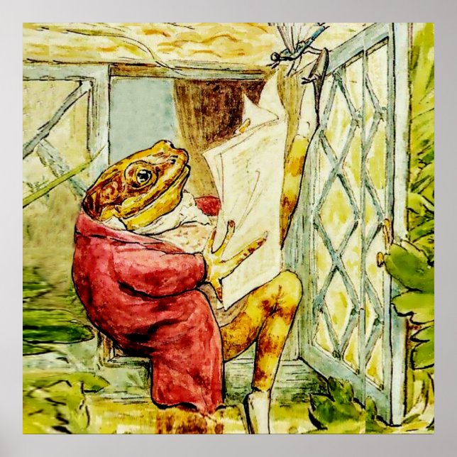 Póster “Jeremy Fisher Reads the News” by Beatrix Potter (Frente)