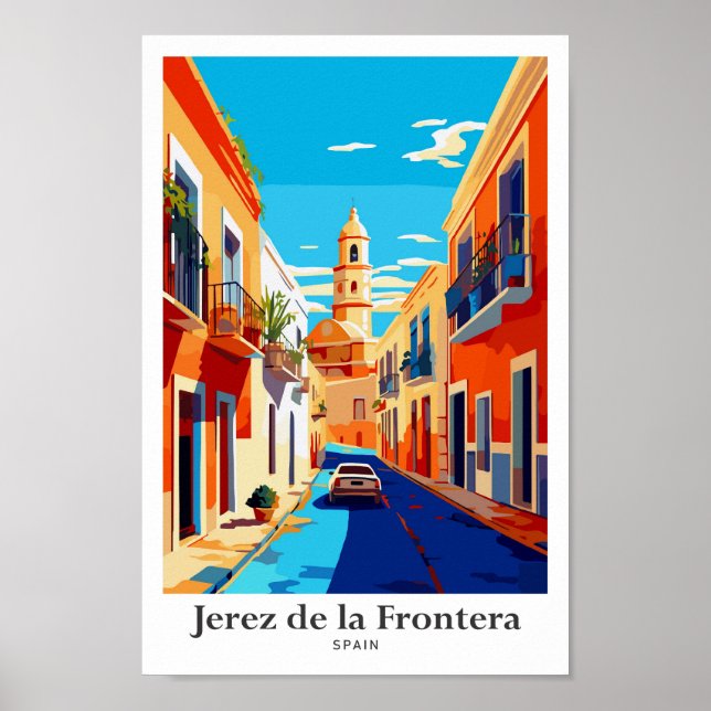 Póster Jerez de la Frontera España Ilustracion de viajes (Frente)