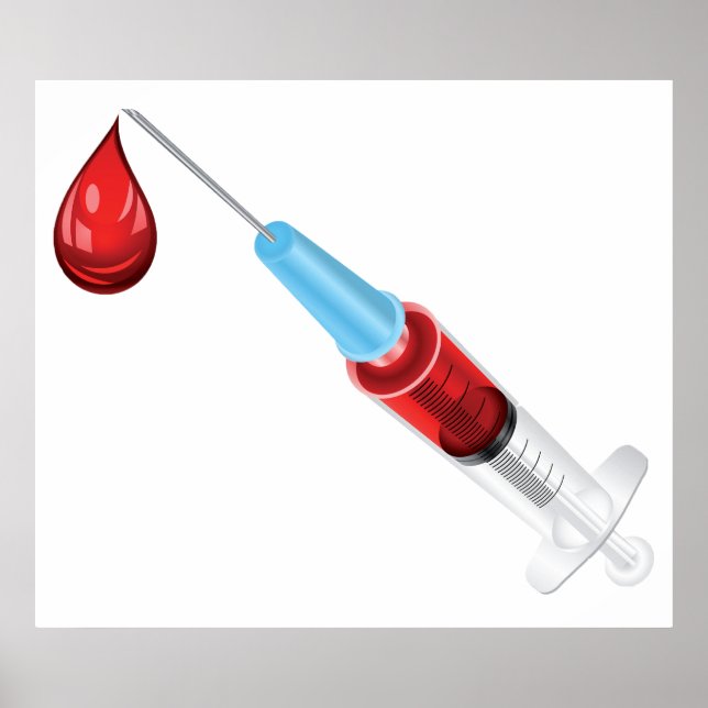 Póster Jeringa De Sangre Con Caída Roja (Frente)