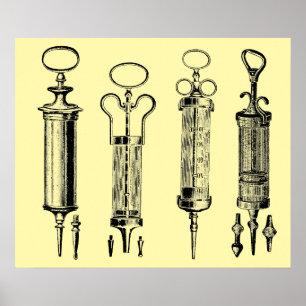 Póster Jeringas Médicas Antiguas de 1929