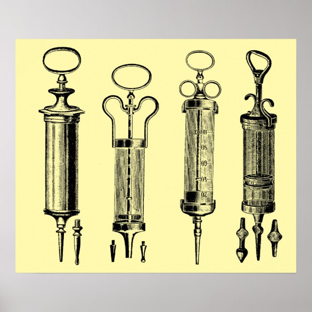 Póster Jeringas Médicas Antiguas de 1929 (Frente)