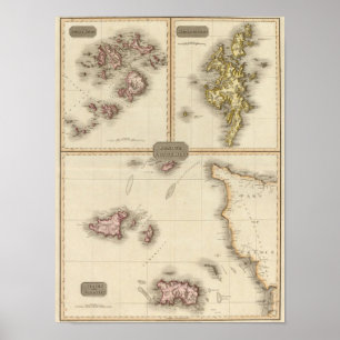 Póster Jersey alejado y Guernesey de las islas británicas