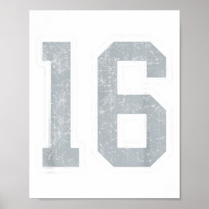 Póster Jersey Blanco Plateado Número 16 Uniforme de Jugad