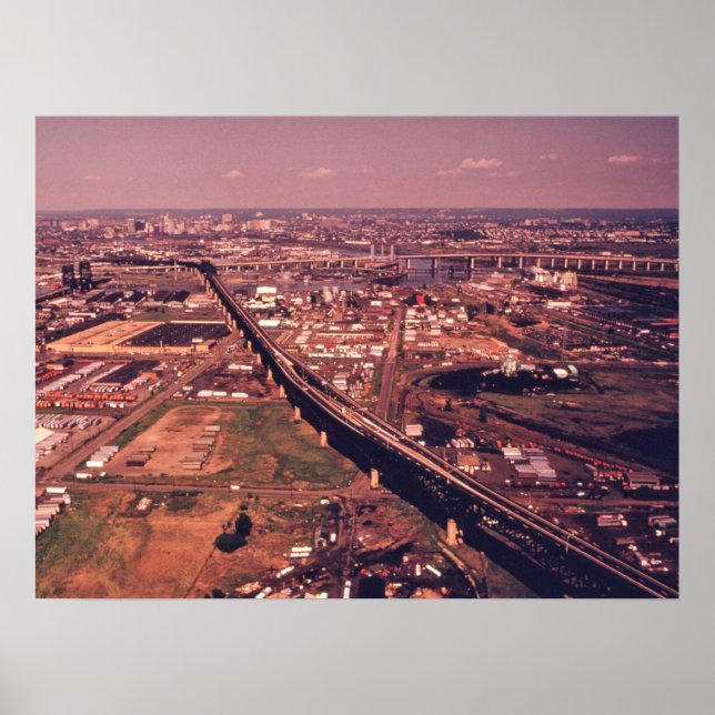 Póster Jersey City, Nueva Jersey, 1974, Vista aérea (Frente)