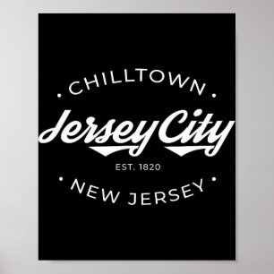 Póster Jersey City Nueva Jersey Chilltown - Negro - Peque