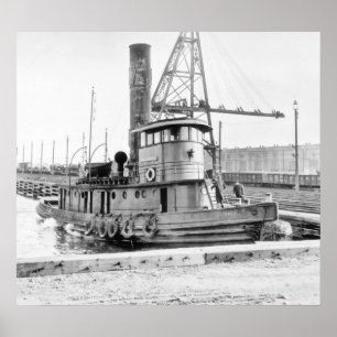 Póster Jersey City viejo:  Tirón del ferrocarril