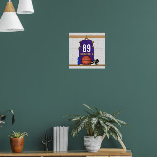 Póster Jersey de baloncesto morado y oro personalizado