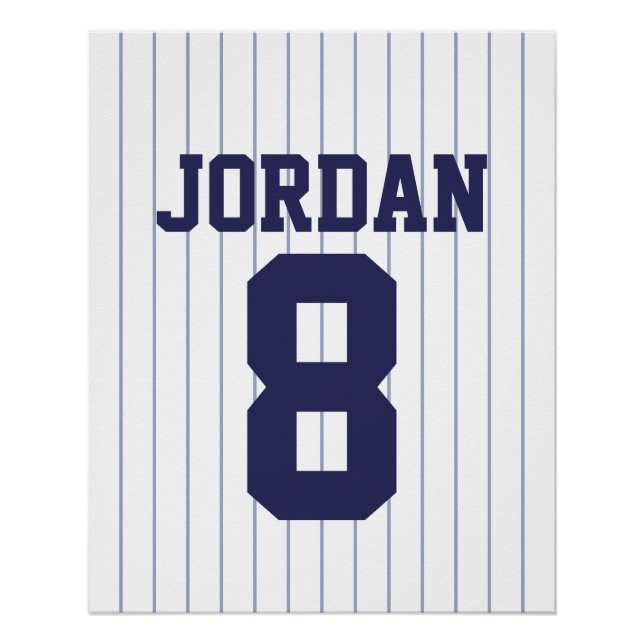 Póster Jersey de béisbol con nombre y número personalizad (Anverso)