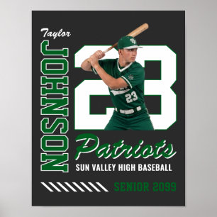 Póster Jersey de béisbol personalizado con foto número ve
