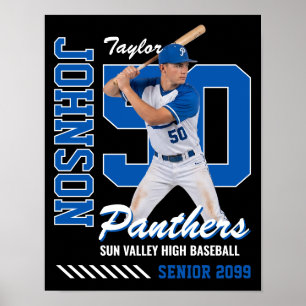 Póster Jersey de béisbol personalizado con foto y número