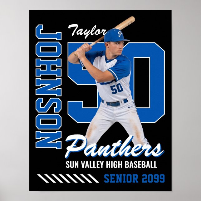 Póster Jersey de béisbol personalizado con foto y número (Frente)