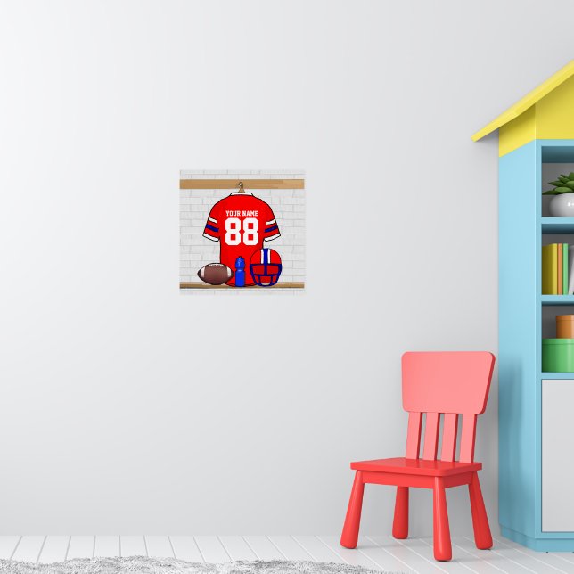 Póster Jersey de Fútbol Azul Blanco Rojo Personalizado (Guardería 1)