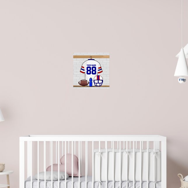 Póster Jersey de Fútbol Azul Rojo Blanco Personalizado (Guardería 2)