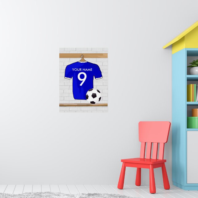 Póster Jersey de Fútbol Blanco Azul personalizado (Guardería 1)