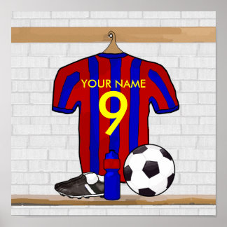 Póster Jersey de fútbol rojo y azul personalizado