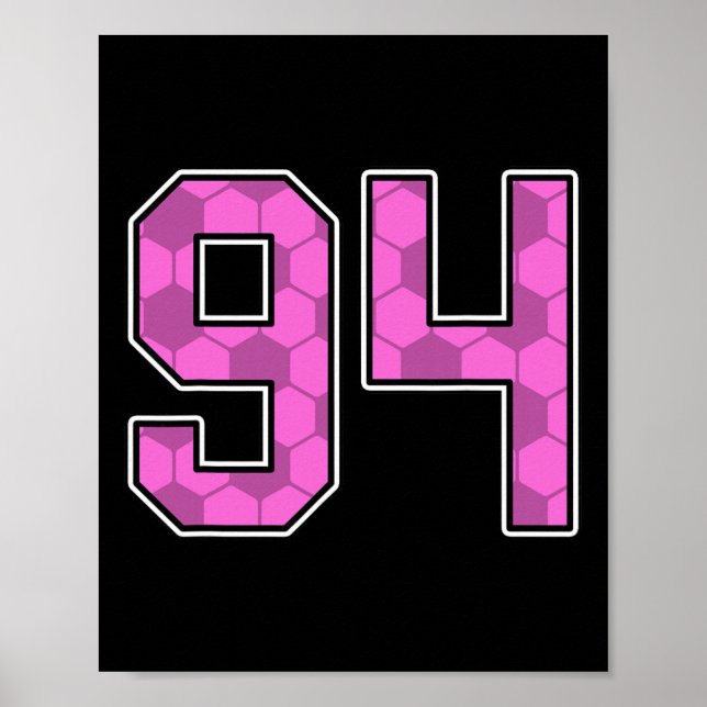 Póster Jersey de fútbol rosa con patrón número 94 uniform (Frente)