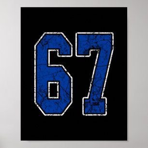 Póster Jersey de jugador número 67 azul real y blanco Uni
