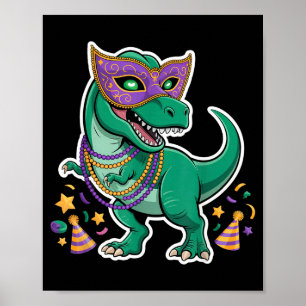 Póster Jersey de Mardi Gras femenino T-rex Dinosaurio Mar