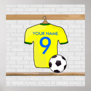 Póster Jersey del Fútbol Verde Amarillo Personalizado
