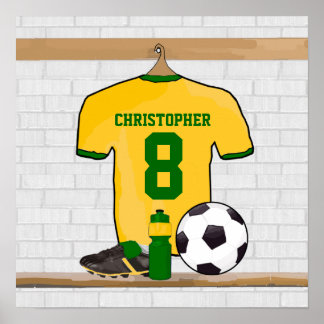 Póster Jersey del Fútbol Verde Amarillo Personalizado