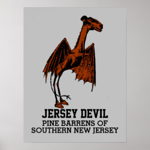Póster Jersey Devil Creature Cryptid Personalizable Texto