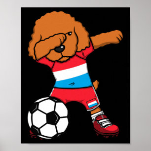 Póster Jersey F de fans de fútbol de Luxemburgo con perro