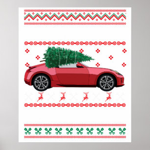 Póster Jersey Feo de Navidad Árbol de Navidad Coche Antig